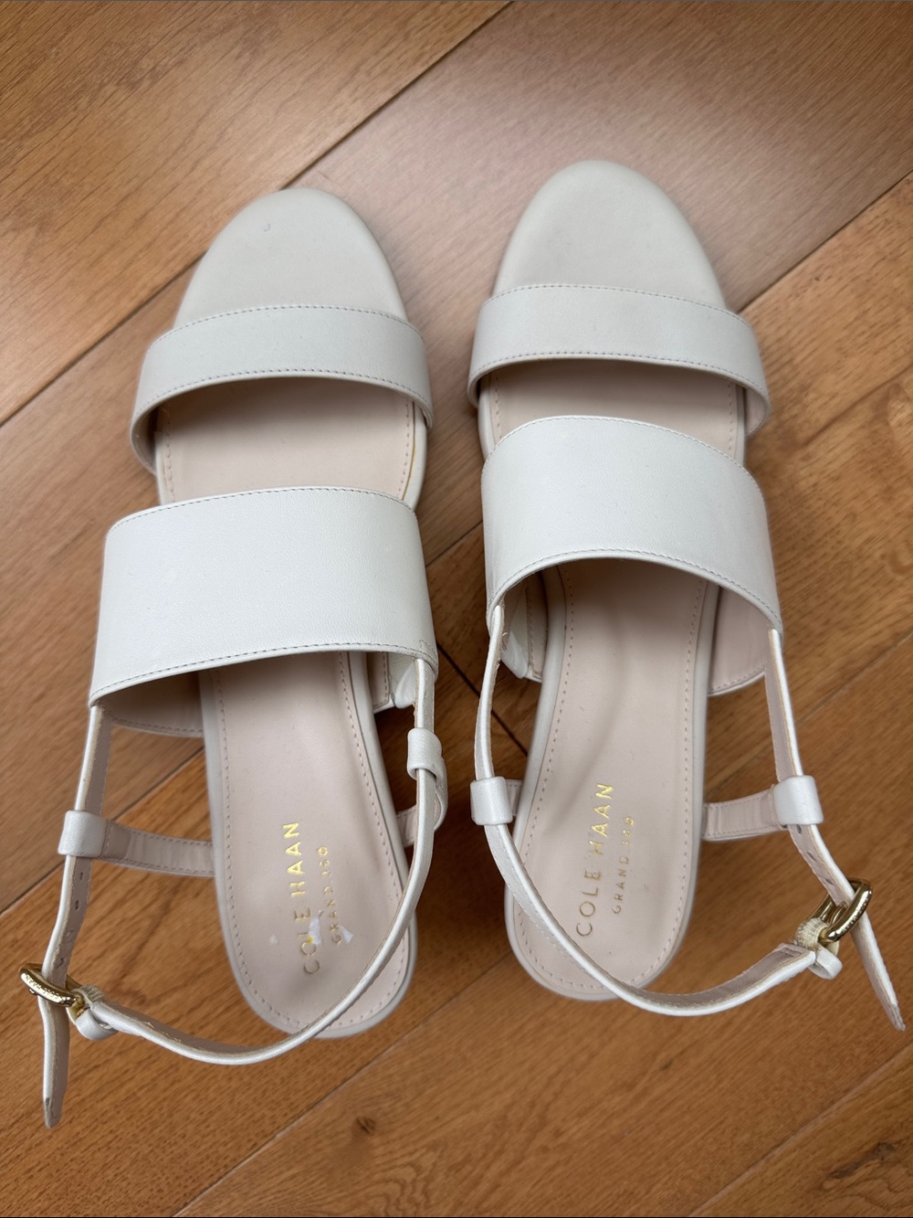 Cole Haan Cream Leather Double-Strap Slingback Sandals